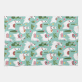 Niedliche Lamas auf aquamarinem Muster Geschirrtuch (Horizontal)