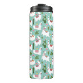 Niedliche Lamas auf aquamarinem Muster Thermosbecher (Vorderseite)