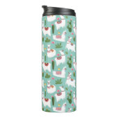 Niedliche Lamas auf aquamarinem Muster Thermosbecher (Nach rechts gedreht)