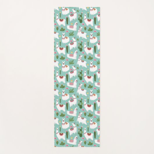 Niedliche Lamas auf aquamarinem Muster Yogamatte (Vorderseite)