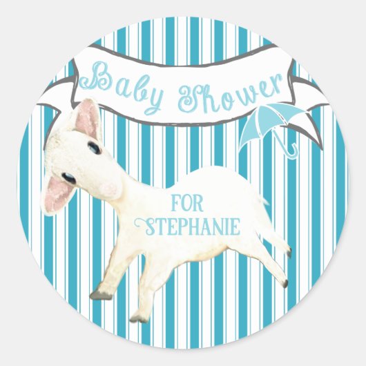 Niedliche Lamb Baby Boy Dusche Mama zu sein Name Runder Aufkleber (Vorderseite)