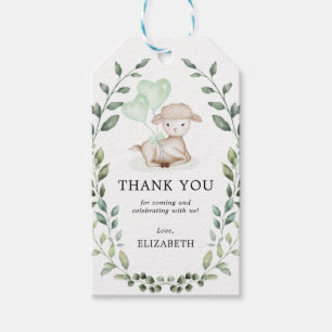 Niedliche Lamb Spring Greenery Baby Dusche Danke Geschenkanhänger