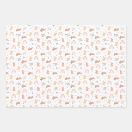 Niedliche Lamm-Osternamenspulenblätter Geschenkpapier Set (Vorderseite)