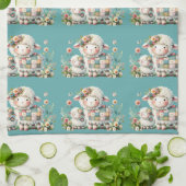 Niedliche Lämmer mit Akzenten aus Blumen und Patch Geschirrtuch (Gefaltet)