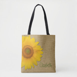 Niedliche Land-Sonnenblume auf Leinwand-Gewohnheit Tasche