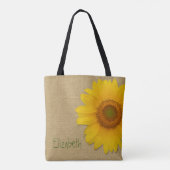 Niedliche Land-Sonnenblume auf Leinwand-Gewohnheit Tasche (Rückseite)