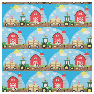 Niedliche Landkids-Traktortiere Stoff