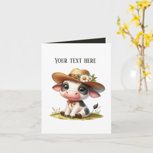 Niedliche Landkuh anpassbar Karte (Gelbe Blume)