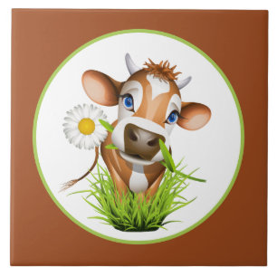 niedliche Landkuh liebt Keramik Fliesen