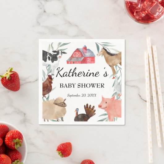 Niedliche ländliche Babydusche auf dem Bauernhof Serviette (Beispiel)