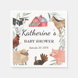 Niedliche ländliche Babydusche auf dem Bauernhof Serviette