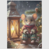 Niedliche Landmouse und rustikale Laternendekoutie Seidenpapier (Vorderseite)