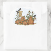 Niedliche Landpumpen und Krähen Fall Illustration Ovaler Aufkleber (Tasche)