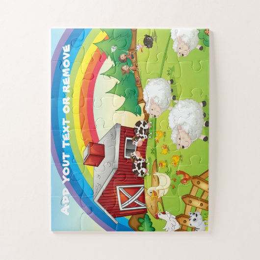 Niedliche Landschaft Regenbogen, Nutztiere, Kinder Puzzle (Vertikal)