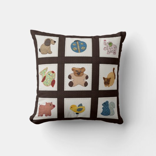 Niedliche Landstil Baby Animals Quilt Kissen (Vorderseite)