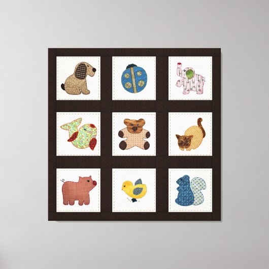 Niedliche Landstil Baby Animals Quilt Leinwanddruck (Vorderseite)
