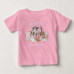 Niedliche Landtiere 1. Geburtstag Baby T-shirt