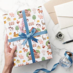 Niedliche Landtiere auf Weiß Geschenkpapier