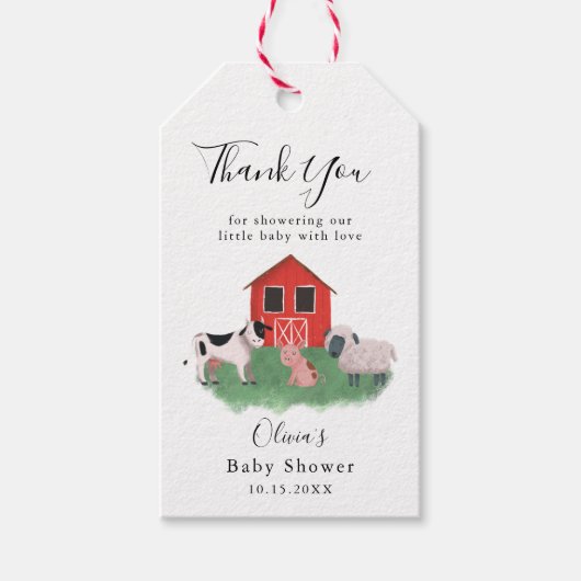 Niedliche Landtiere Baby Dusche Gefallen Geschenkanhänger (Vorderseite)