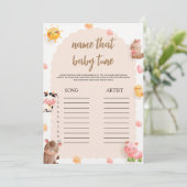 Niedliche Landtiere Baby Dusche Name, dass Baby Tu Einladung (Stehend Vorderseite)