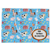 Niedliche Landtiere Babydusche blau Große Geschenktüte (Rückseite)