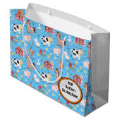 Niedliche Landtiere Babydusche blau Große Geschenktüte (Rückseite Schrägansicht)