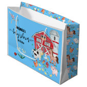 Niedliche Landtiere Babydusche blau Große Geschenktüte (Vorderseite Schrägansicht)