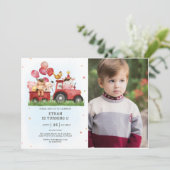 Niedliche Landtiere Barnyard 1. Geburtstag Foto Einladung (Stehend Vorderseite)