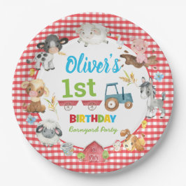 Niedliche Landtiere Barnyard 1. Geburtstag Pappteller