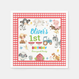 Niedliche Landtiere Barnyard 1. Geburtstag Serviette