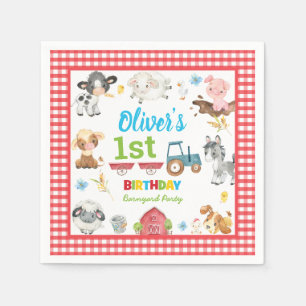 Niedliche Landtiere Barnyard 1. Geburtstag   Serviette
