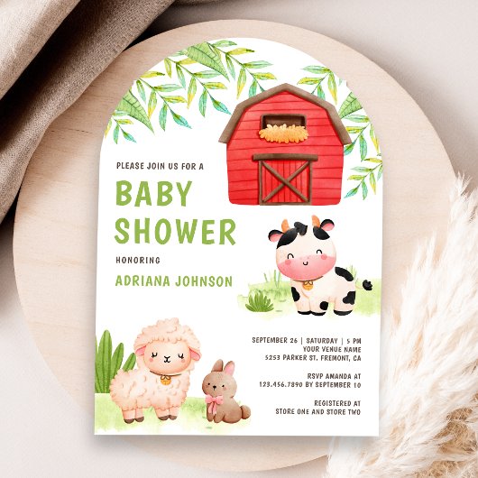 Niedliche Landtiere Barnyard Arch Baby Dusche Einladung