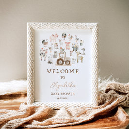 Niedliche Landtiere Barnyard Baby Dusche Willkomme Poster