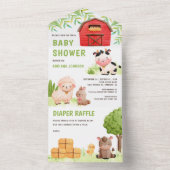 Niedliche Landtiere Barnyard Babydusche All In One Einladung (Innen Boden)
