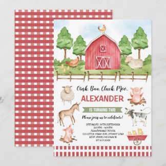 Niedliche Landtiere Barnyard Birthday Bash Einladung