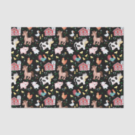 Niedliche Landtiere Barnyard Black Seidenpapier