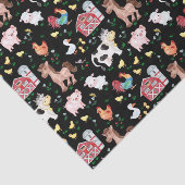 Niedliche Landtiere Barnyard Black Seidenpapier (Ausschnitt)