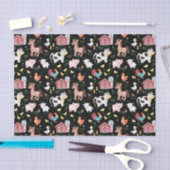 Niedliche Landtiere Barnyard Black Seidenpapier (Handwerk)