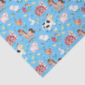 Niedliche Landtiere Barnyard Blue Background Seidenpapier (Ausschnitt)