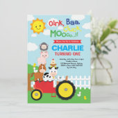Niedliche Landtiere Barnyard Geburtstags Petting Z Einladung (Stehend Vorderseite)