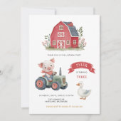 Niedliche Landtiere Barnyard Geburtstagspartei Einladung (Vorderseite)