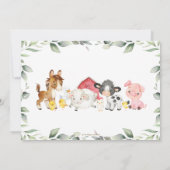 Niedliche Landtiere Barnyard Grüne 1. Geburtstag Einladung (Rückseite)