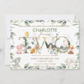 Niedliche Landtiere Barnyard Grüne 2. Geburtstag Einladung (Vorderseite)