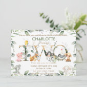 Niedliche Landtiere Barnyard Grüne 2. Geburtstag Einladung (Stehend Vorderseite)