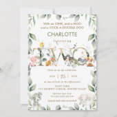 Niedliche Landtiere Barnyard Grüne 2. Geburtstag Einladung (Vorderseite)