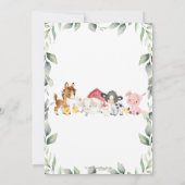 Niedliche Landtiere Barnyard Grüne 2. Geburtstag Einladung (Rückseite)