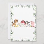 Niedliche Landtiere Barnyard Grüne Geburtstag Einladung (Rückseite)