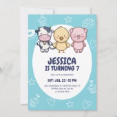 Niedliche Landtiere Barnyard Party Kindergeburtsta Einladung (Vorderseite)