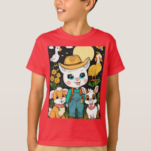 Niedliche Landtiere Cartoon Sticker Stil T-Shirt