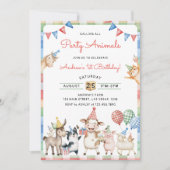 Niedliche Landtiere, die das ganze Party zum 1. Ge Einladung (Vorderseite)